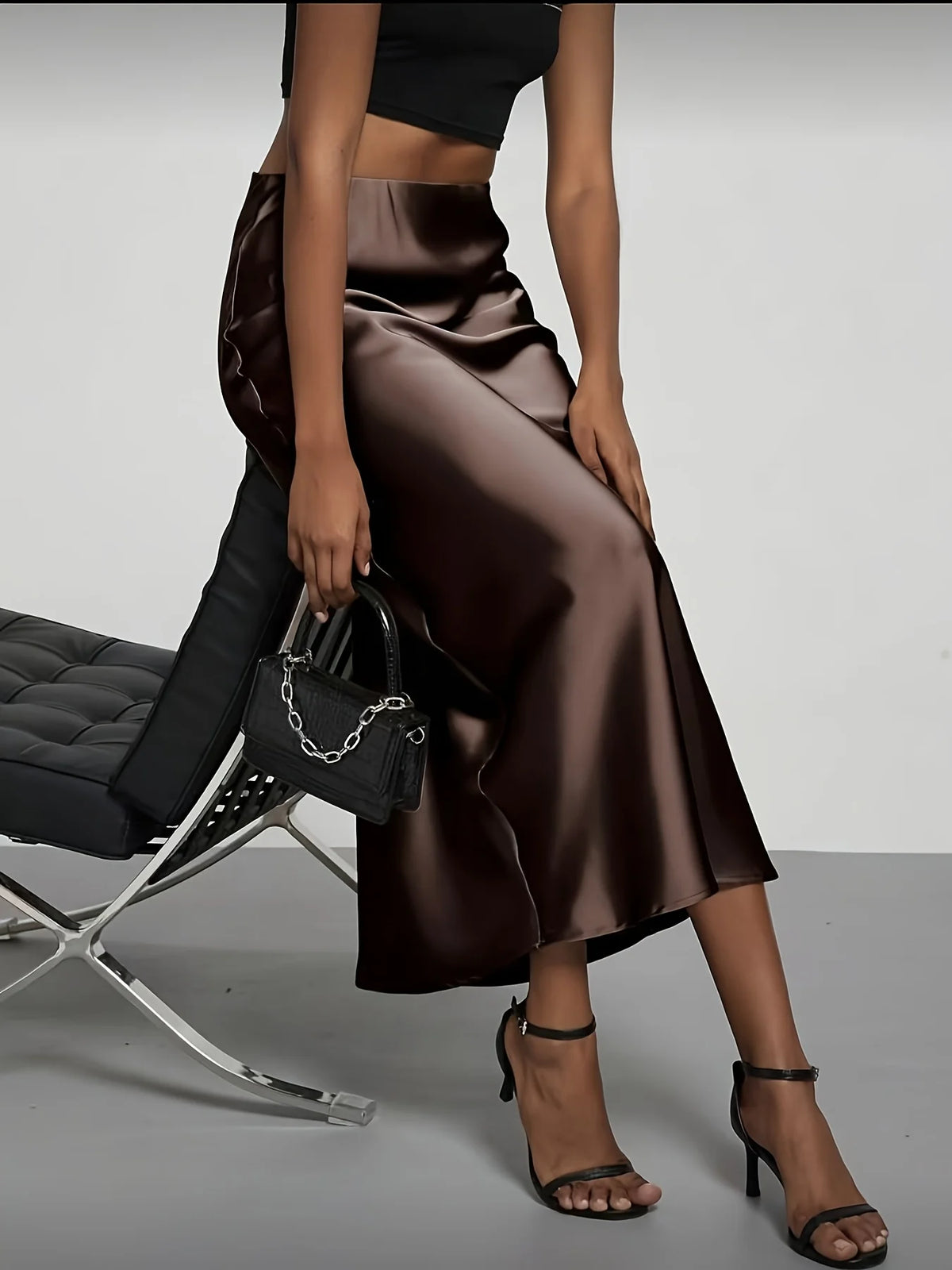Elena satin midi rok