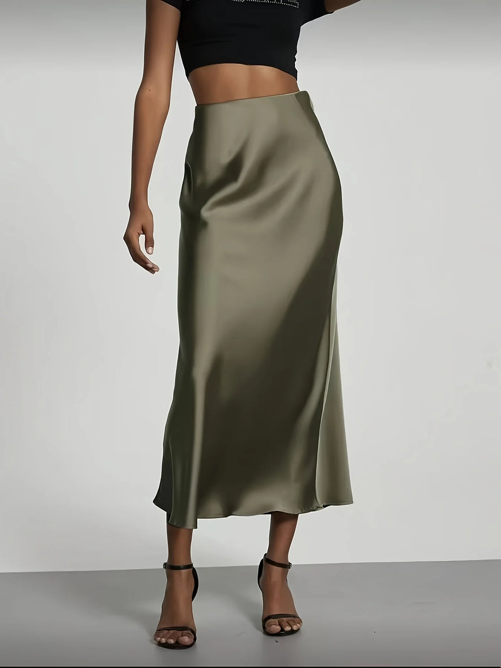Elena satin midi rok