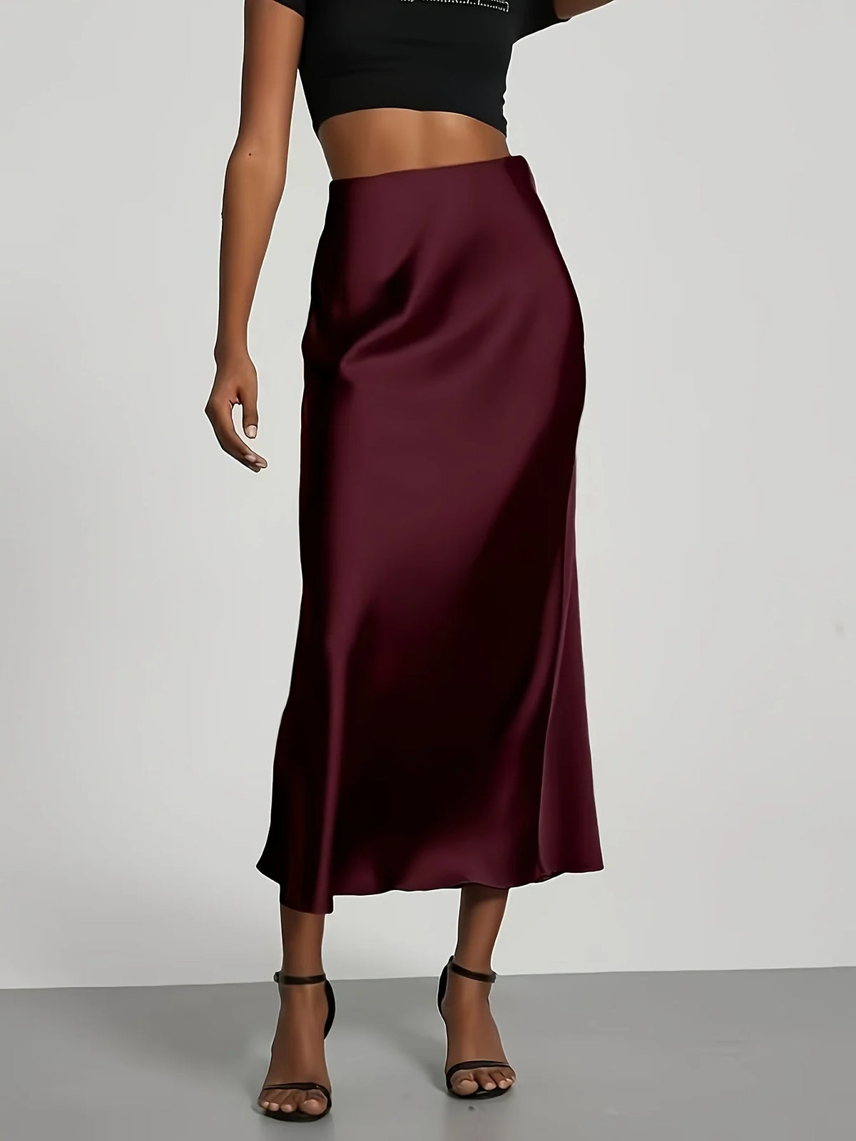 Elena satin midi rok